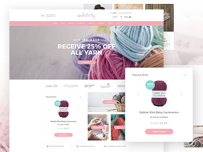 SMD Knitting Website clean ecommerce knitting limely magento modern online shop sell shop website ui ux wool