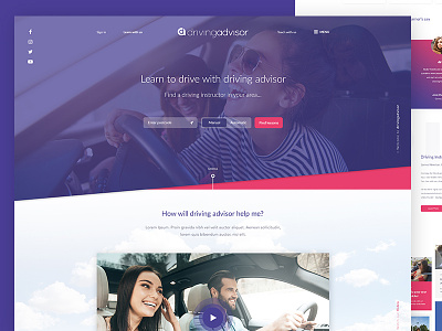 Driving Advisor automobile clean drive driving driving advisor driving instructor driving lessons learn ui ux vehicle website