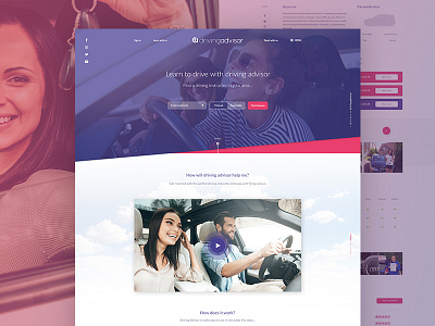 Driving Advisor clean colourful driving driving advisor grid limely modern profile transport ui ux website