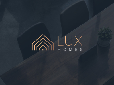 Lux Homes brand branding bronze clean homes housing interior lux modern property rose gold
