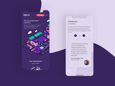 Kero Mobile app clean corporate design illustration investment isometric mobile mobile app design purple ui ux vector web design