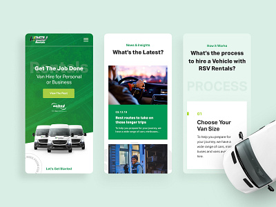 RSV Rentals Mobile Designs automotive clean design madebyswish mobile mobileui modern news process rentals website rsvrentals ui ux vehicle website web design