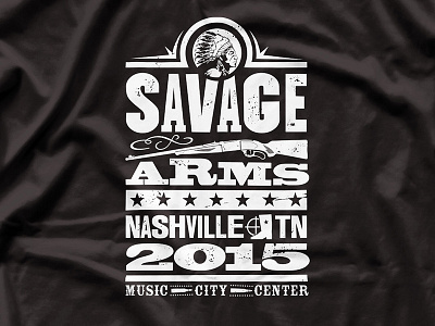 Savage "Nashville" Tee block boot bullet gun nashville rifle stars western