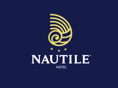 Nautile Hotel logotype goldennumber hotel icon line logo logotype nautile