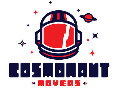 Cosmonaut Movers logo moving company space helmet typography