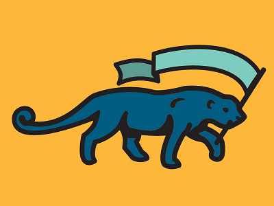 Blue and gold illustration logo panther vector