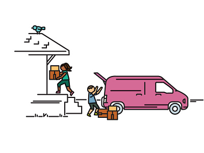 Moving boxes illustration moving van vector