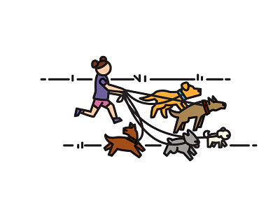 Dog Walk big dogs dog dog walker illustration little dogs vector walking