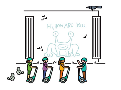 Hi How Are You austin daniel johnston illustration mural segways vector