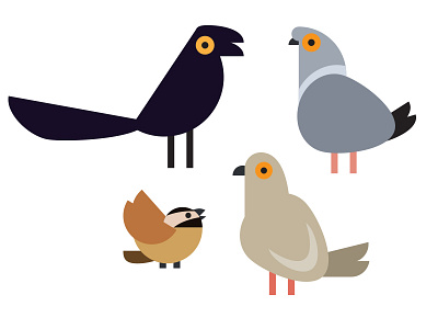 Birds in my yard birds chickadee dove grackle illustration pigeon vector