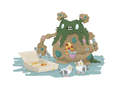 Garbodor garbage garbodor illustration pidove pizza pokemon