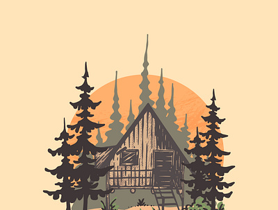 Tiny house adventure appare art branding campfire camping design explore graphic design handdrawn illustration logo nature outdoorapparel tshirt ui