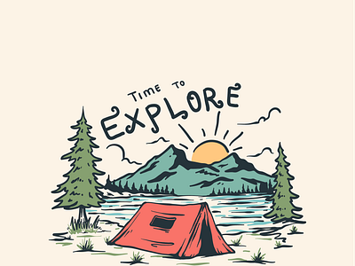 Summer camp adventure art branding campfire camping clothing design explore graphic design handdrawn illus illustration logo outdoor outdoorapparel