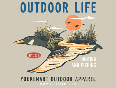 Outdoor Life Hunting and fishing adventure campfire camping design explore graphic design illustration outdoor app outdoorapparel retrodesign tshirtdesigns vintagedesign vintageillustration