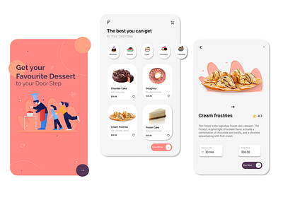 mobile app for desserts app design application cake desserts e commerce app figma figma design icecream ui uidesign vector