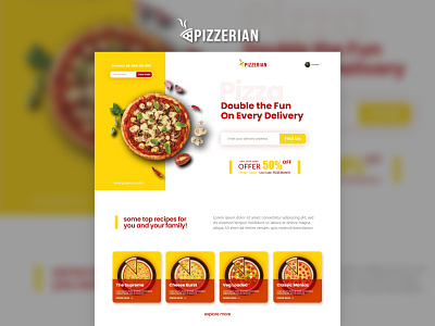 Pizzerian design pizza ui webapp website design
