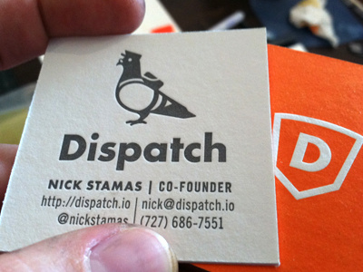 Fresh off the press Dispatch business cards branding business cards futura letterpress