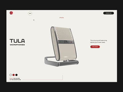 TULA microphones main screen 3d animation design microphone retro retro font ui web