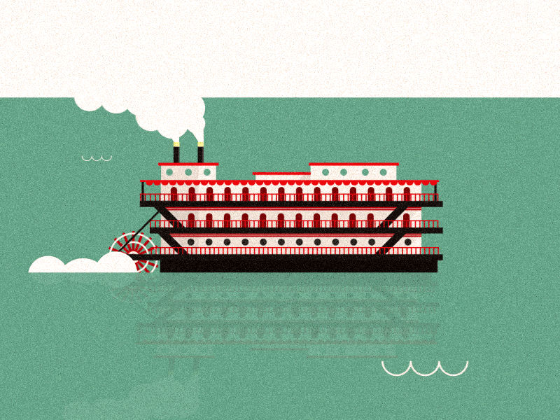 Old Timey Steamboat after effects flat design illustrator mississippi river new orleans nick staab nola old timey river steamboat vintage