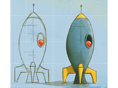 Roundy and the Moon - Spaceship ai disney illustration illustrator rocket roundy and the moon spaceship
