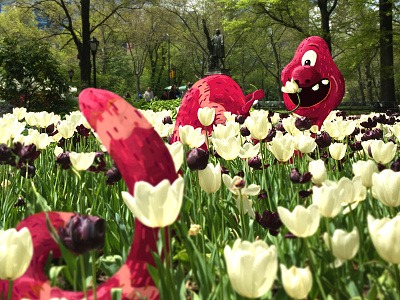 Monster In Central Park central park flowers happy illustration monster nyc photoshop smell tulips