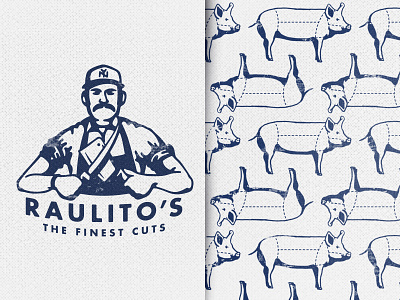 Raulito's Branding branding butcher illustration meat pig retro texture vintage