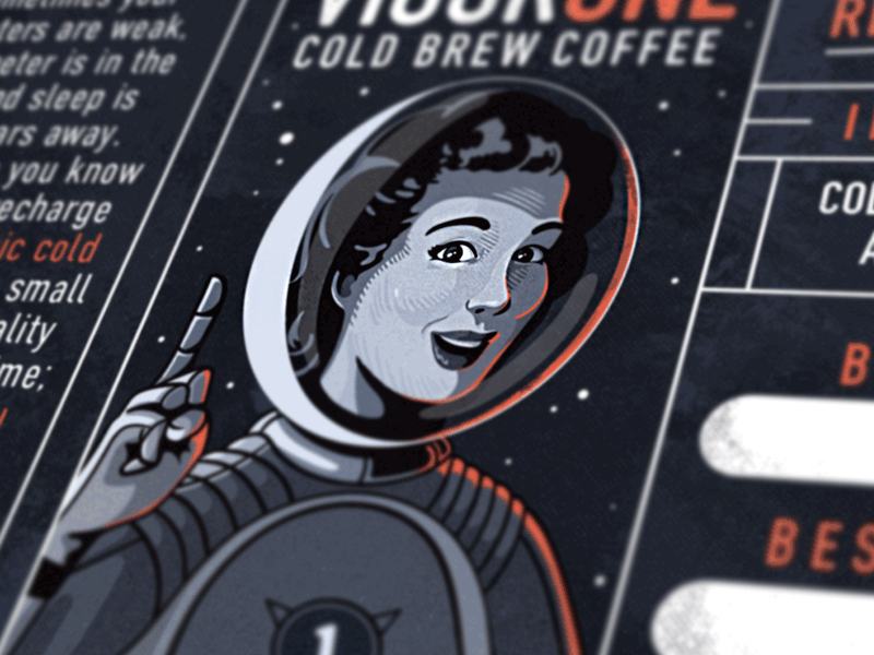 VigorOne Cold Brew coffee cold brew girl illustration packaging retro space texture vintage