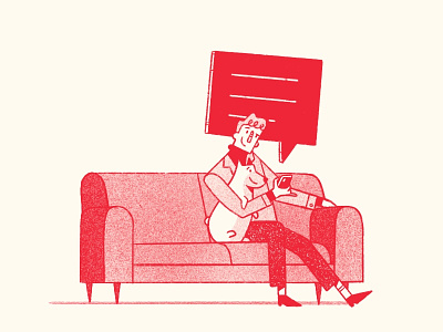 Man and Corgi couch dog illustration ipad phone procreate