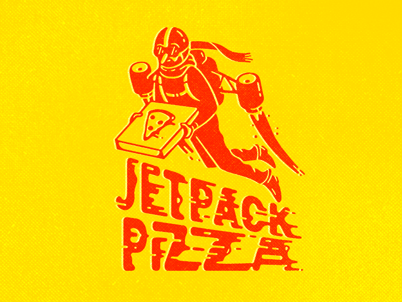 JETPACK PIZZA! branding business delivery food illustration jetpack pizza vintage