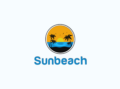 Sunbeach Logo beach beach logo company holiday hotel orange real estate resort sea spa summer sun sunrise sunset sunshine surfing swimming travel vacation