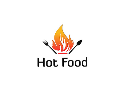 Hot Food Logo american beef big bread burger cafe cheese cheeseburger classic cooking delicious design eat fast fastfood flame food hamburger restaurant spoon