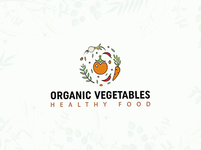 Organic Vegetables Logo agriculture circle consulting cutlery ecology farm farmer farming food fork fresh fruit garden green harvest health health food healthy landscape leaf