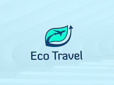 Eco Travel Logo beach beach logo blue company holiday hotel orange real estate resort sea spa summer sun sunrise sunset sunshine surfing travel vacation