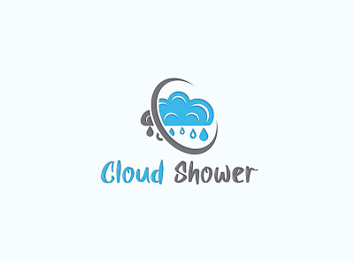 Cloud Shower Logo blue branding cloud computing communication connect data design endless eternal eternity forever graphic hosting infinite infinity internet link logo media modern