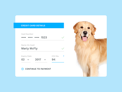 002 - Credit Card Checkout buy card checkout credit card dog form interface order payment sell shop user interface