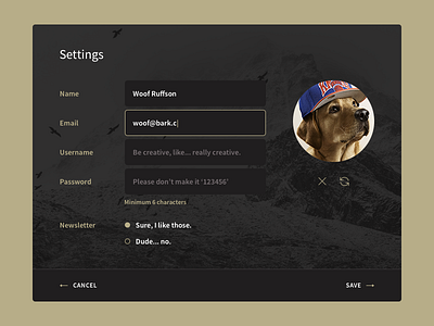 007 - Settings app clean dog interface settings simple user interface web design