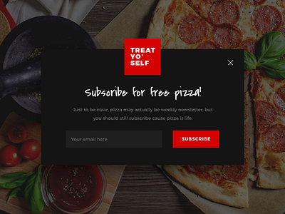 016 - Pop Up / Overlay clean design interface newsletter overlay pizza pop up simple user web
