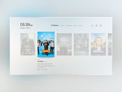 025 - TV App application clean design interface minimal movie show simple television tv user web