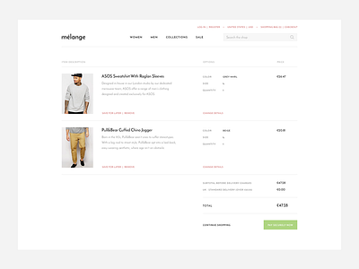 058 - Shopping Cart cart clothing design ecommerce interface minimal shop shopping user web