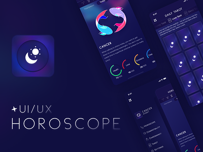 Horoscope iOS/Android Application - UX/UI aftereffects animated gif animation branding clean colors design horoscope interface ui