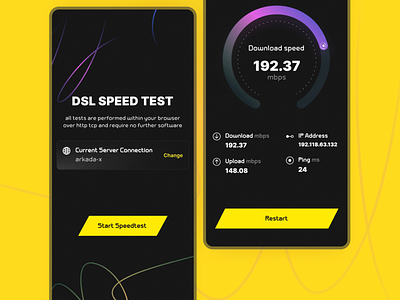 DSL SPEED TEST | Mobile App connection design interface internet mobile ui ux
