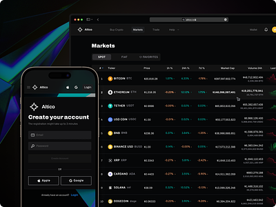 Altico | Crypto Trading | Markets crypto cryptocoins dark inspiration interface market product design ui uxui web