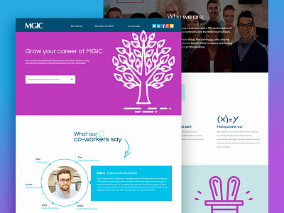 Private Mortgage Careers microsite blue careers homepage pink purple ui ux webdesign