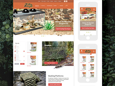 Style Tile - Reptile Products orange reptile snakes styletile ui webdesign