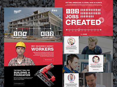 Milwaukee Tool black jobs manufacturing microsite milwaukee red timeline webdesign