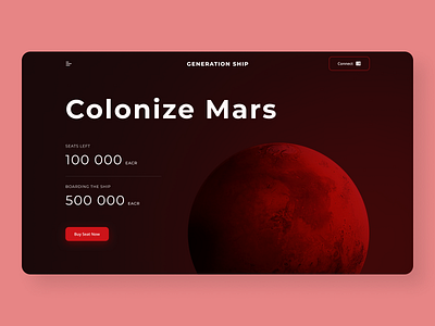 GENERATION SHIP - NFT PLATFORM crypto design inteface landing page mars nft ship ui ux uxui web design