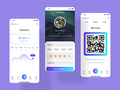Onlytips - non-cash tip app android apps design finance fintech ios ui ui clean ux uxui web design