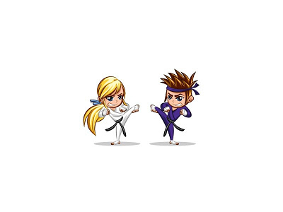 Girl & Boy Martial Arts Mascots boy girl mascot modern ninja