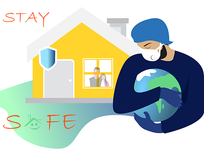 STAY SAFE !! art concept design corona virus coronavirus design dribbble dribbbleweeklywarmup flat illustration minimalist stay home stay safe stayhome typography ui ux weekly challenge weekly warm up weekly warmup weeklywarmup