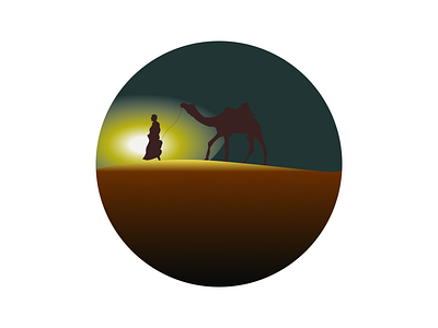 A Day in Desert (Dark Theme) art camelride desert design dribbble dribbbleshot graphic design illustration safari vector